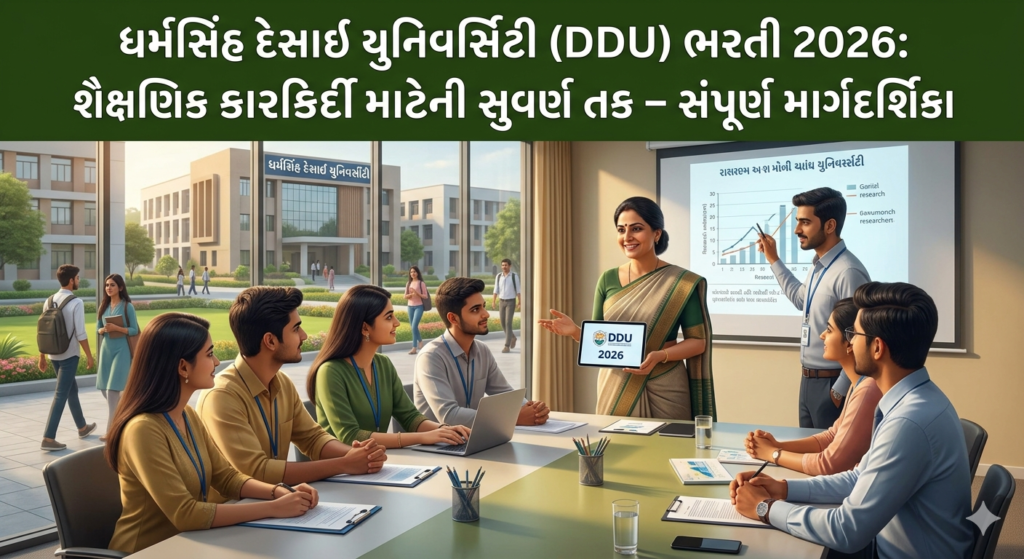 ધર્મસિંહ દેસાઈ યુનિવર્સિટી (DDU) ભરતી 2026: શૈક્ષણિક કારકિર્દી માટેની સુવર્ણ તક – સંપૂર્ણ માર્ગદર્શિકા