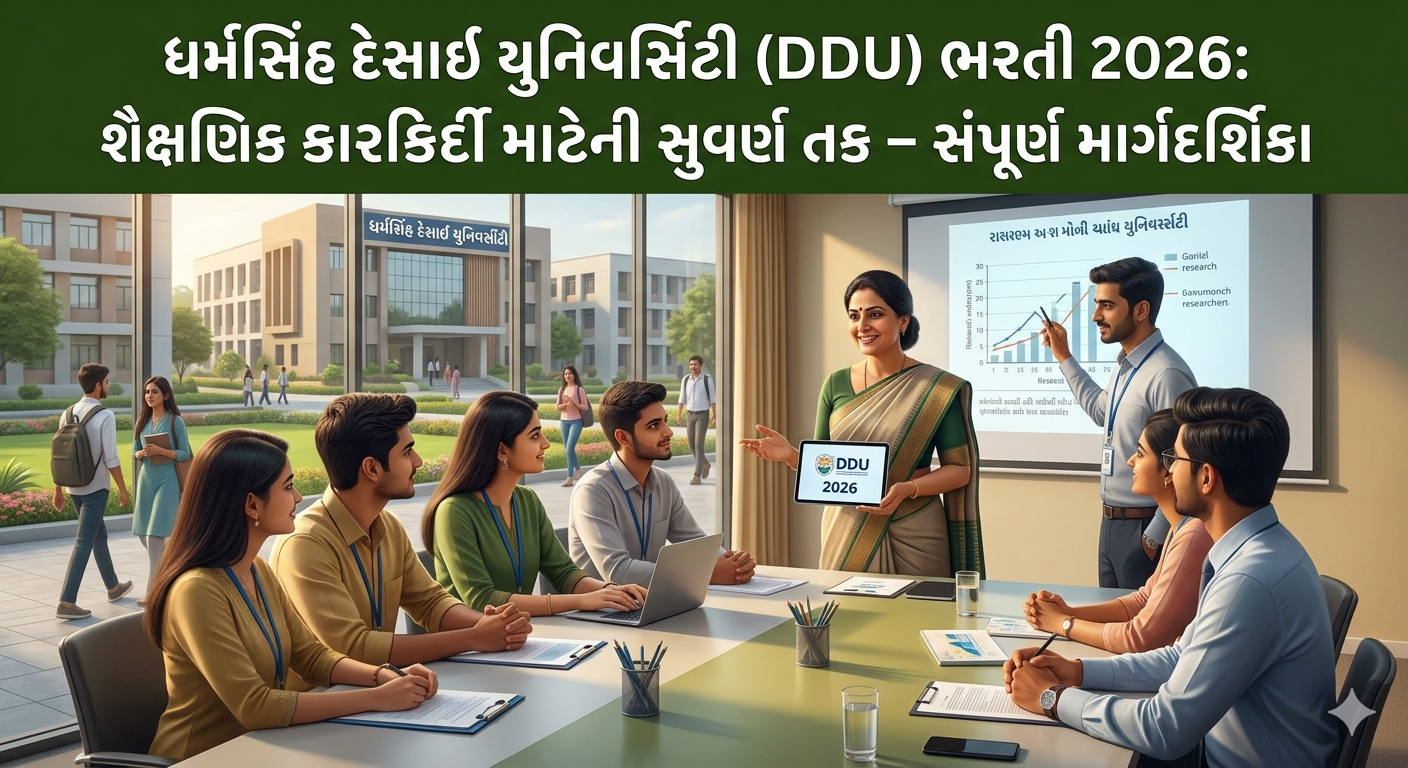 ધર્મસિંહ દેસાઈ યુનિવર્સિટી (DDU) ભરતી 2026: શૈક્ષણિક કારકિર્દી માટેની સુવર્ણ તક – સંપૂર્ણ માર્ગદર્શિકા